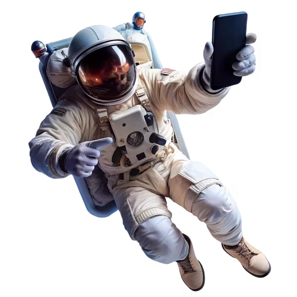Astronauta representando el servicio de administración de redes sociales de Since